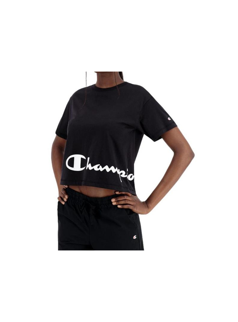 Champion Damski T-shirt Crewneck T-shirt 114431KK001 Czarny | Sklep Monotox