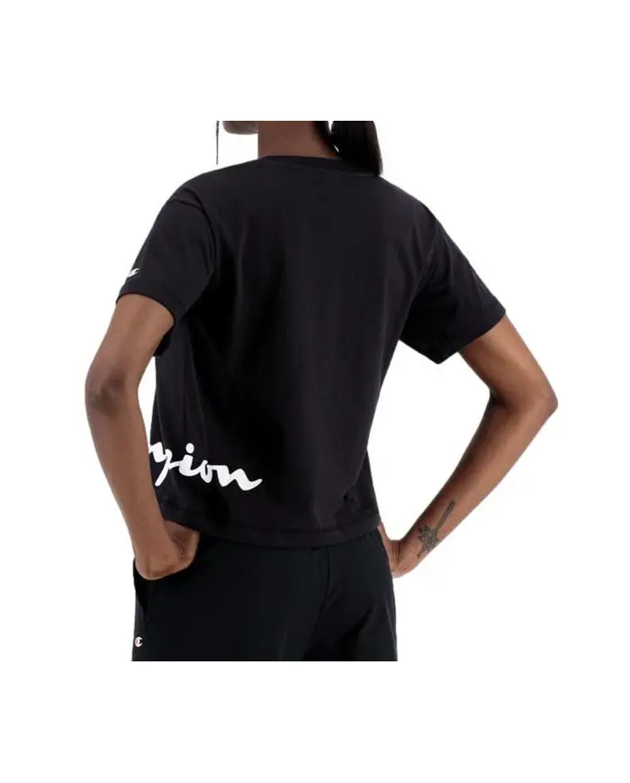 Champion Damski T-shirt Crewneck T-shirt 114431KK001 Czarny | Sklep Monotox
