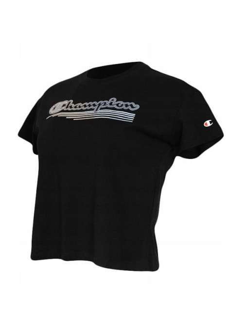 Champion Damski T-shirt Crewneck Croptop 115148KK001 Czarny | Sklep Monotox