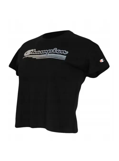 Champion Damski T-shirt Crewneck Croptop 115148KK001 Czarny | Sklep Monotox
