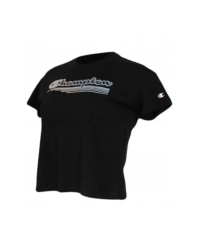 Champion Damski T-shirt Crewneck Croptop 115148KK001 Czarny | Sklep Monotox