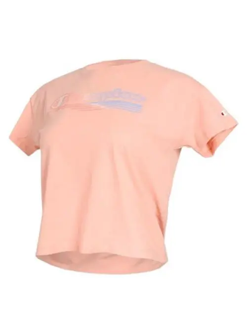 Champion Damski T-shirt Crewneck Croptop 115148PS157 Różowy | Sklep Monotox