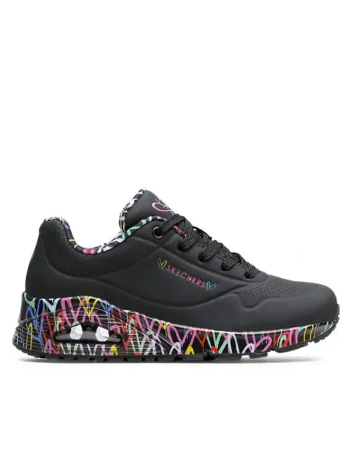 Skechers Damskie Sneakersy Uno Loving Love 155506BBK Czarny | Sklep Monotox