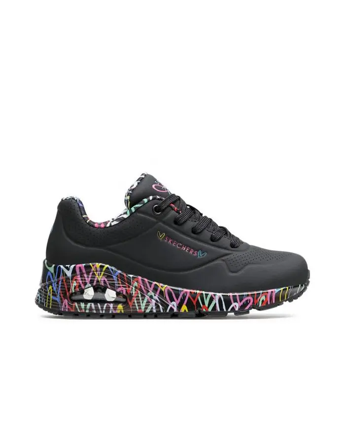 Skechers Damskie Sneakersy Uno Loving Love 155506BBK Czarny | Sklep Monotox