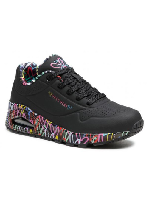 Skechers Damskie Sneakersy Uno Loving Love 155506BBK Czarny | Sklep Monotox