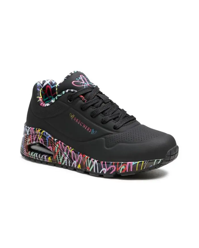 Skechers Damskie Sneakersy Uno Loving Love 155506BBK Czarny | Sklep Monotox