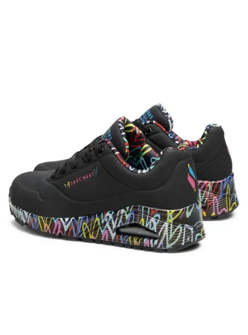 Skechers Damskie Sneakersy Uno Loving Love 155506BBK Czarny | Sklep Monotox
