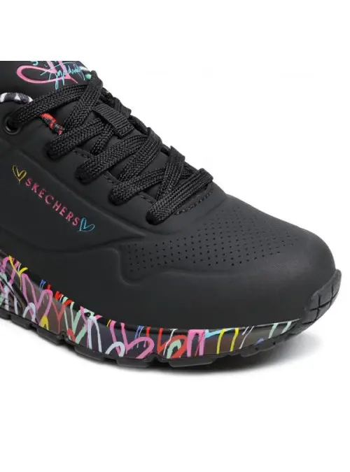Skechers Damskie Sneakersy Uno Loving Love 155506BBK Czarny | Sklep Monotox