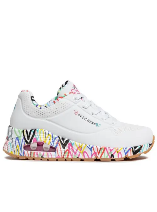 Skechers Damskie Sneakersy Uno Loving Love 155506WHT Biały | Sklep Monotox