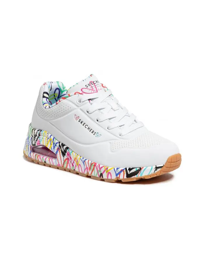 Skechers Damskie Sneakersy Uno Loving Love 155506WHT Biały | Sklep Monotox