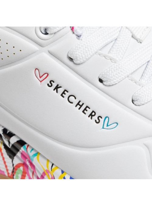 Skechers Damskie Sneakersy Uno Loving Love 155506WHT Biały | Sklep Monotox