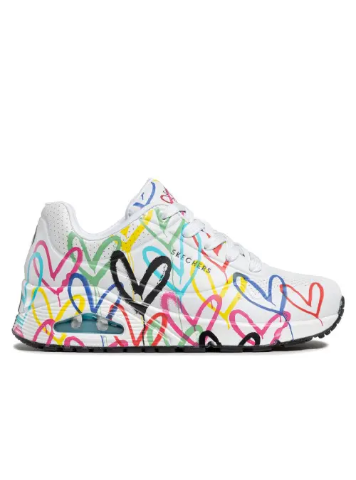 Skechers Damskie Sneakersy Skechers Uno Spread The Love 155507WMLT Biały | Sklep Monotox