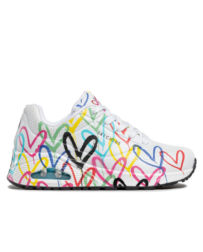 Skechers Damskie Sneakersy Skechers Uno Spread The Love 155507WMLT Biały | Sklep Monotox