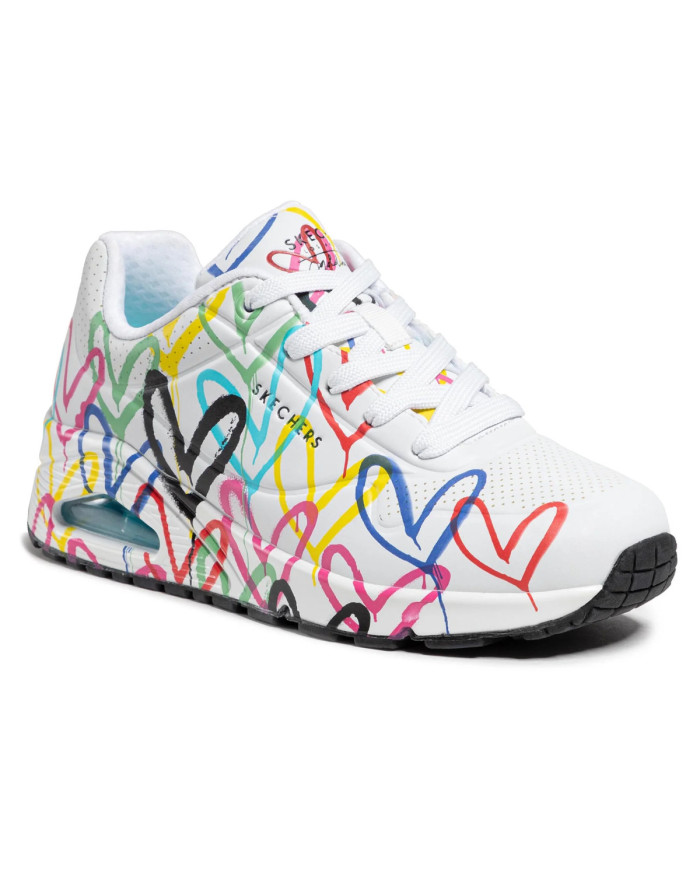 Skechers Damskie Sneakersy Skechers Uno Spread The Love 155507WMLT Biały | Sklep Monotox