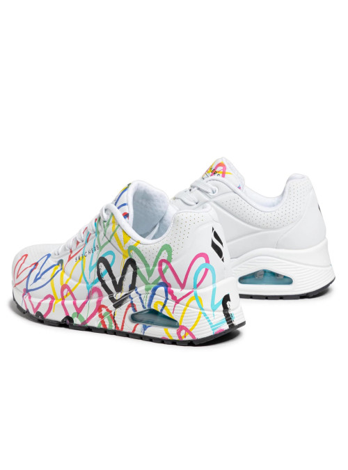 Skechers Damskie Sneakersy Skechers Uno Spread The Love 155507WMLT Biały | Sklep Monotox