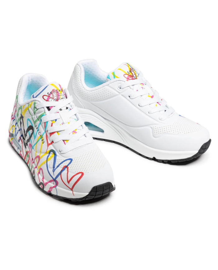Skechers Damskie Sneakersy Skechers Uno Spread The Love 155507WMLT Biały | Sklep Monotox