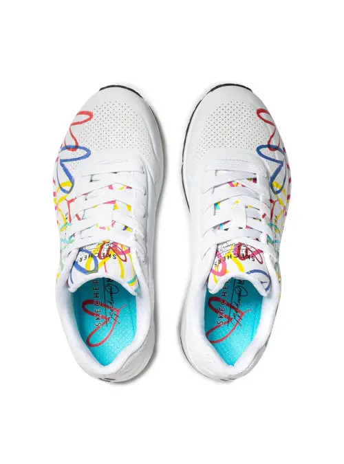 Skechers Damskie Sneakersy Skechers Uno Spread The Love 155507WMLT Biały | Sklep Monotox
