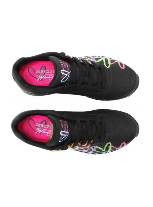 Skechers Damskie Sneakersy Uno Highlight Love 177981BKMT Czarny | Sklep Monotox