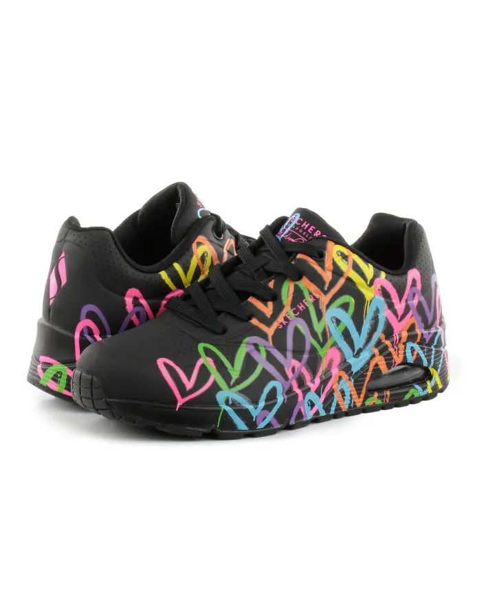 Skechers Damskie Sneakersy Uno Highlight Love 177981BKMT Czarny | Sklep Monotox