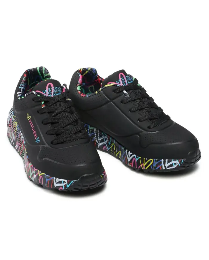 Skechers Dziecięce Junior Sneakersy Uno Lite Lovely Luv 314976LBKMT Czarny | Sklep Monotox