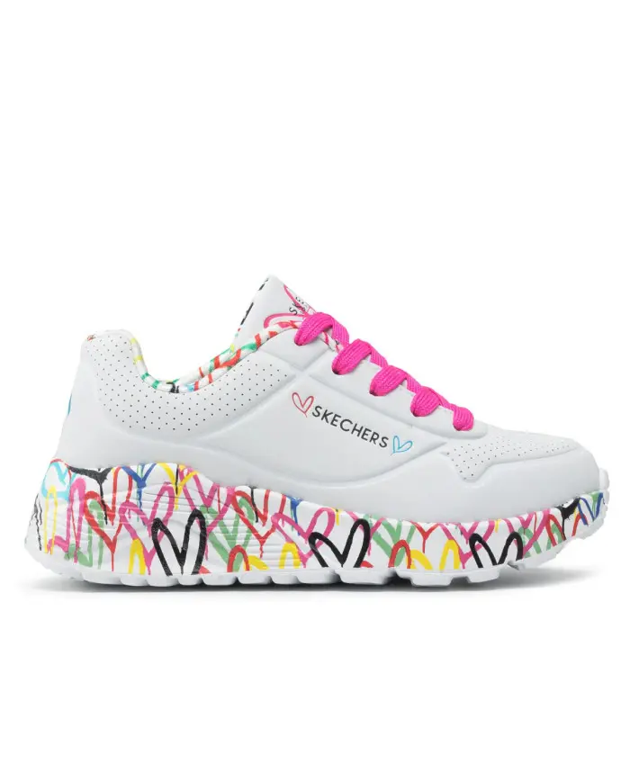 Skechers Dziecięce Junior Sneakersy Uno Lite Lovely Luv 314976LWMLT Biały | Sklep Monotox