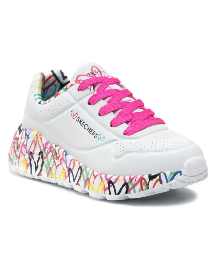 Skechers Dziecięce Junior Sneakersy Uno Lite Lovely Luv 314976LWMLT Biały | Sklep Monotox
