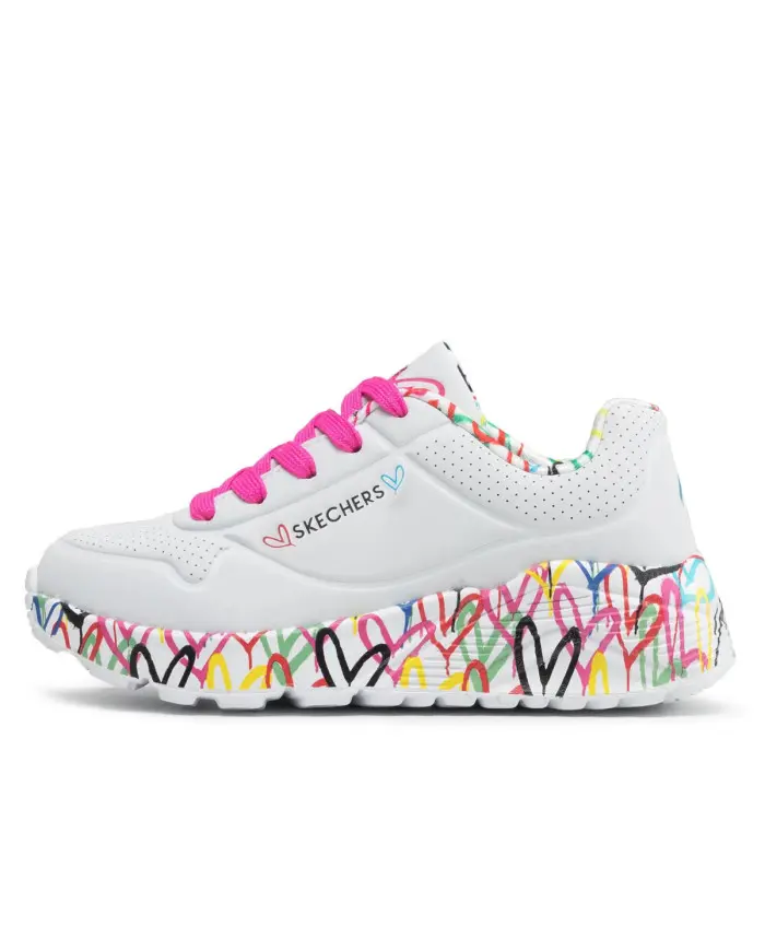 Skechers Dziecięce Junior Sneakersy Uno Lite Lovely Luv 314976LWMLT Biały | Sklep Monotox