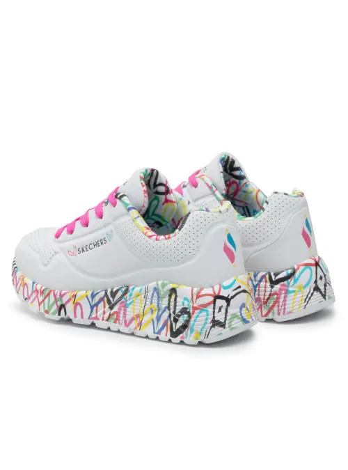 Skechers Dziecięce Junior Sneakersy Uno Lite Lovely Luv 314976LWMLT Biały | Sklep Monotox