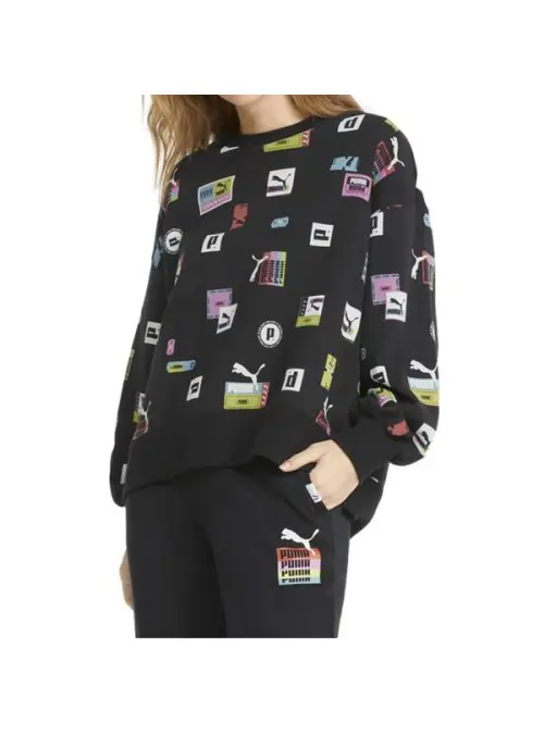 Puma Damska Bluza Brand Love Oversized Aop 53435101 Czarny | Sklep Monotox