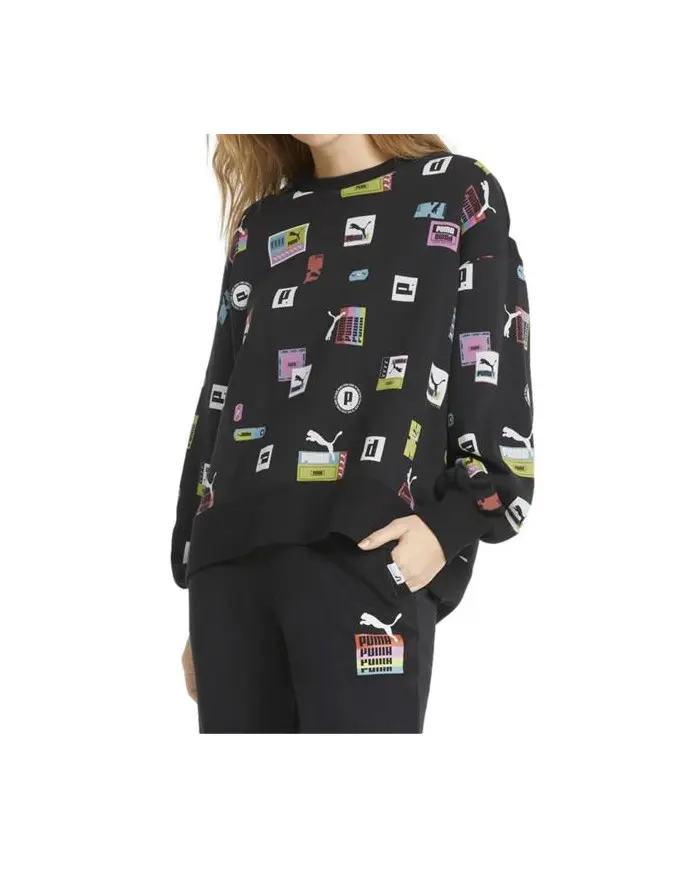 Puma Damska Bluza Brand Love Oversized Aop 53435101 Czarny | Sklep Monotox