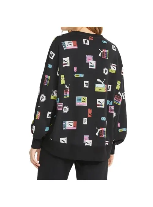 Puma Damska Bluza Brand Love Oversized Aop 53435101 Czarny | Sklep Monotox