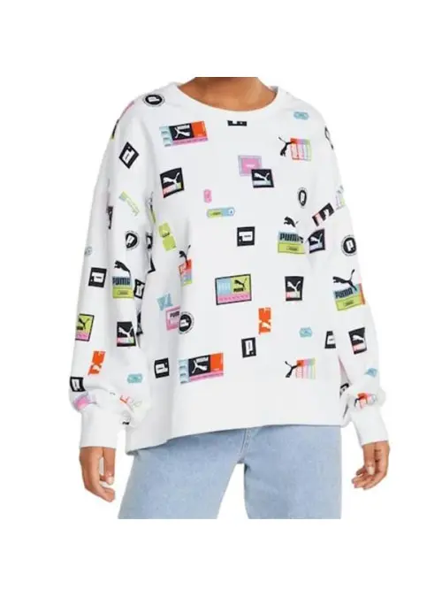 Puma Damska Bluza Brand Love Oversized Aop 53435102 Biały | Sklep Monotox