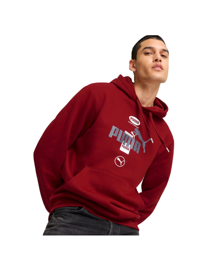 Puma Męska Bluza Power Graphic Hoodie Fl 68174113 Czerwony | Sklep Monotox