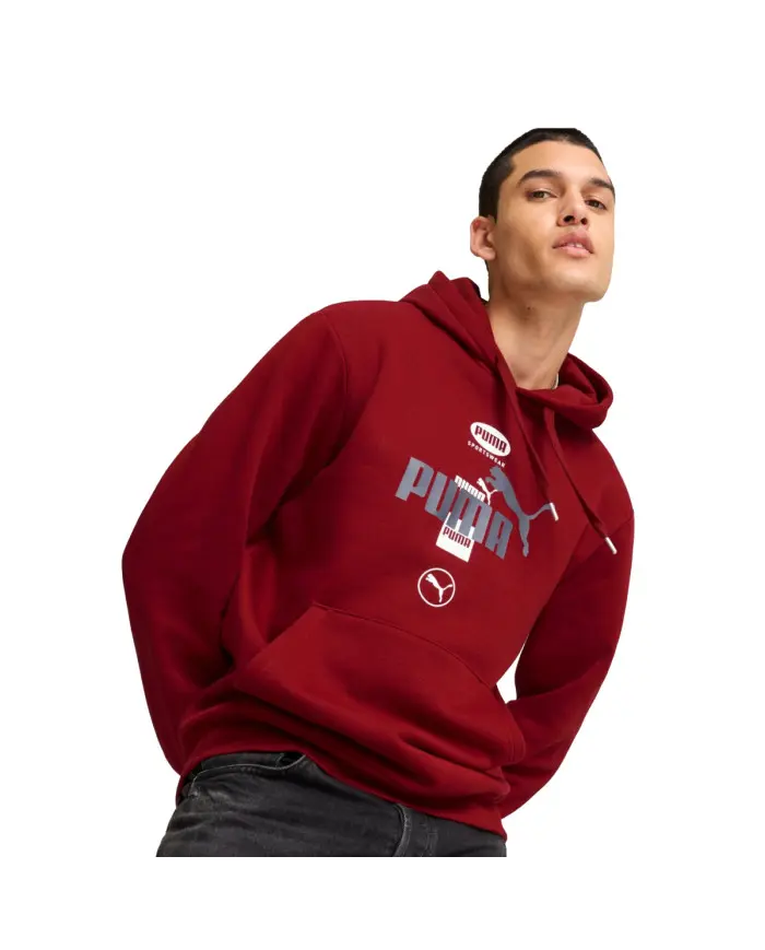 Puma Męska Bluza Power Graphic Hoodie Fl 68174113 Czerwony | Sklep Monotox