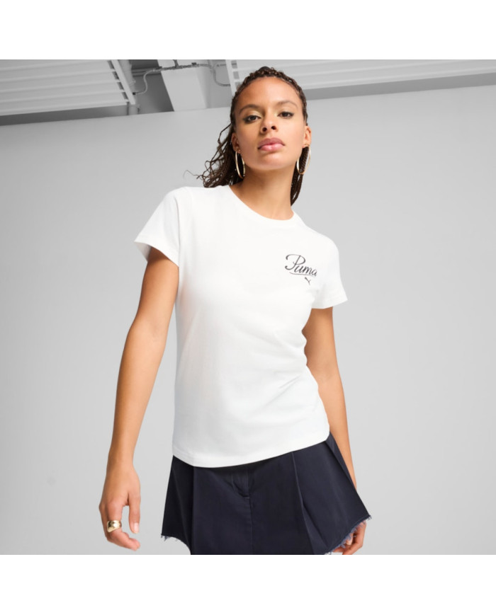 Puma Damski T-shirt Ess Script Tee Puma 68498202 Biały | Sklep Monotox