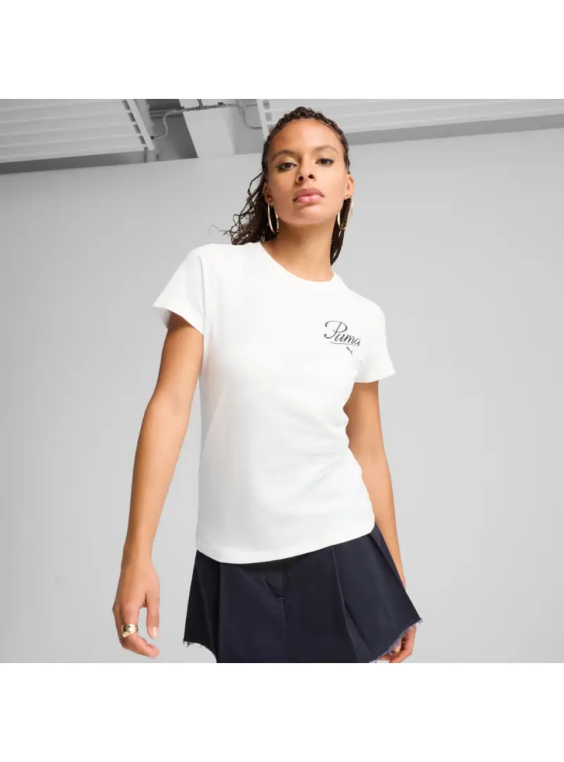 Puma Damski T-shirt Ess Script Tee Puma 68498202 Biały | Sklep Monotox
