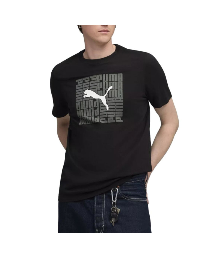 Puma Męski T-shirt Graphic Box Tee 68803101 Czarny | Sklep Monotox