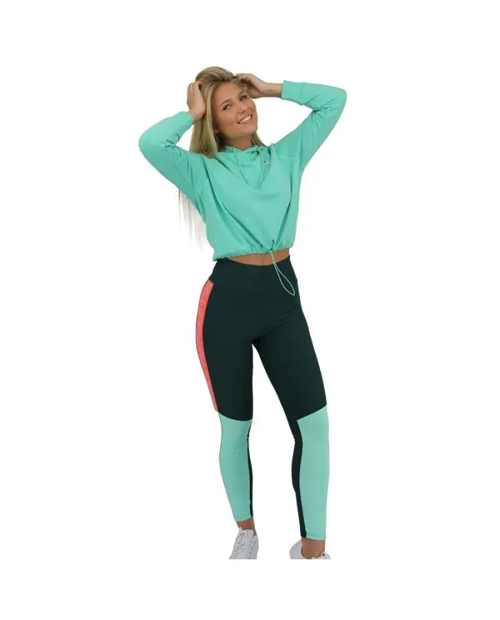 Fila Damska Bluza Elaxi Cropped Hoody W 688570B036 Turkusowy | Sklep Monotox