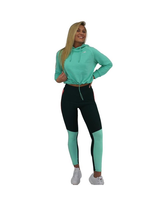 Fila Damska Bluza Elaxi Cropped Hoody W 688570B036 Turkusowy | Sklep Monotox