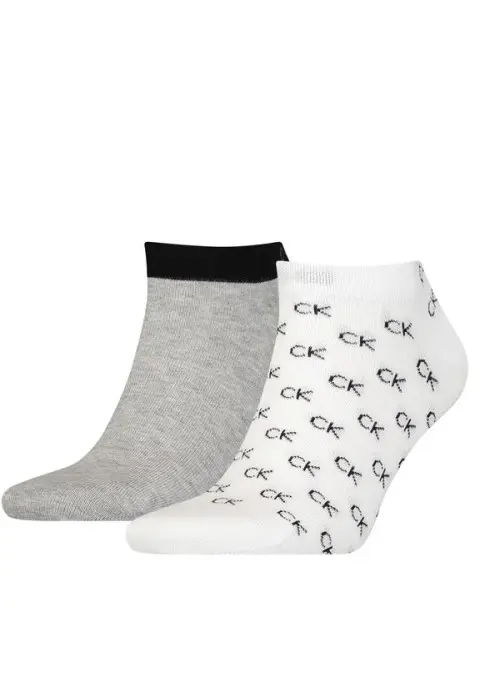 Calvin Klein Męskie Skarpety Ck Men Sneaker 2p All Over Log 701218715004 Biały | Sklep Monotox