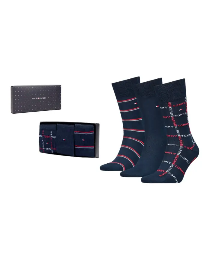 Tommy Hilfiger Męskie Skarpety Th Men Sock 3p Giftbox Grid St 701224445001 Granatowy | Sklep Monotox