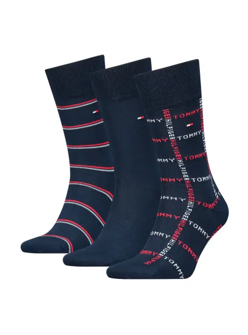 Tommy Hilfiger Męskie Skarpety Th Men Sock 3p Giftbox Grid St 701224445001 Granatowy | Sklep Monotox