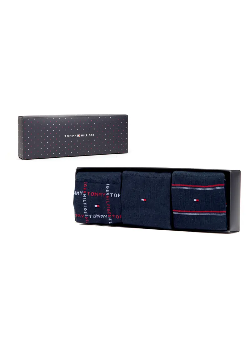 Tommy Hilfiger Męskie Skarpety Th Men Sock 3p Giftbox Grid St 701224445001 Granatowy | Sklep Monotox