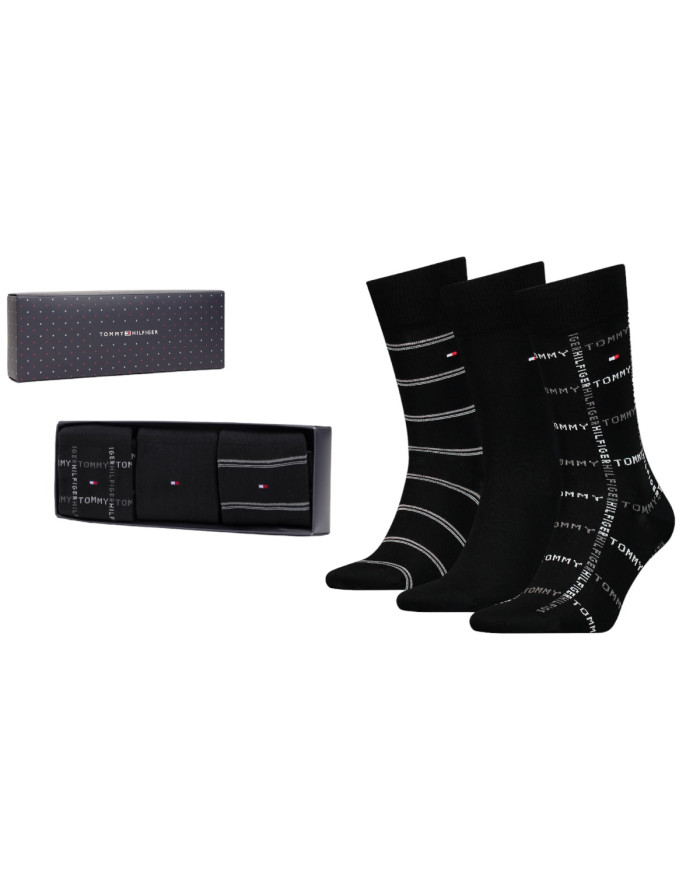 Tommy Hilfiger Męskie Skarpety Th Men Sock 3p Giftbox Grid St 701224445002 Czarny | Sklep Monotox