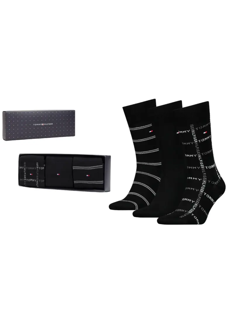Tommy Hilfiger Męskie Skarpety Th Men Sock 3p Giftbox Grid St 701224445002 Czarny | Sklep Monotox