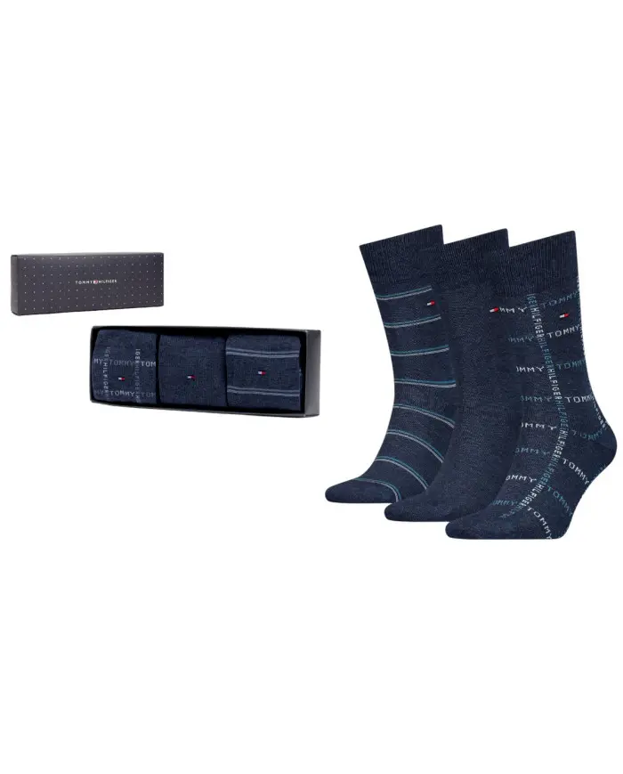 Tommy Hilfiger Męskie Skarpety Th Men Sock 3p Giftbox Grid St 701224445003 Niebieski | Sklep Monotox