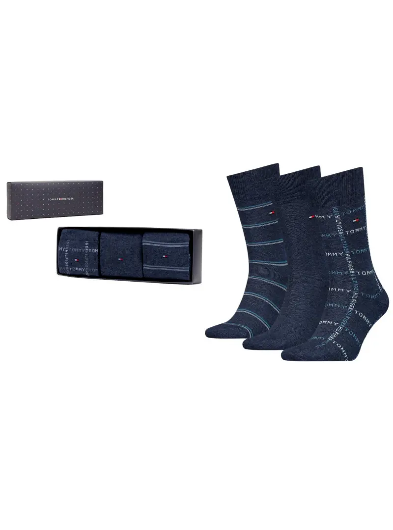 Tommy Hilfiger Męskie Skarpety Th Men Sock 3p Giftbox Grid St 701224445003 Niebieski | Sklep Monotox