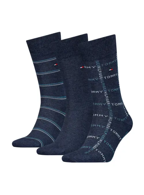 Tommy Hilfiger Męskie Skarpety Th Men Sock 3p Giftbox Grid St 701224445003 Niebieski | Sklep Monotox