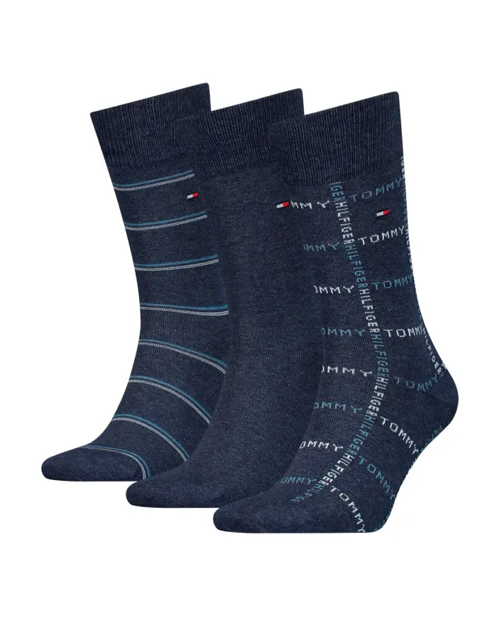 Tommy Hilfiger Męskie Skarpety Th Men Sock 3p Giftbox Grid St 701224445003 Niebieski | Sklep Monotox