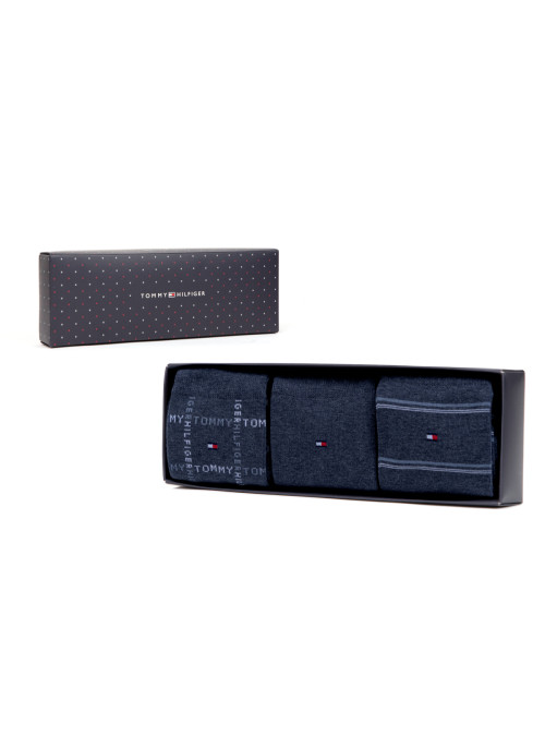 Tommy Hilfiger Męskie Skarpety Th Men Sock 3p Giftbox Grid St 701224445003 Niebieski | Sklep Monotox